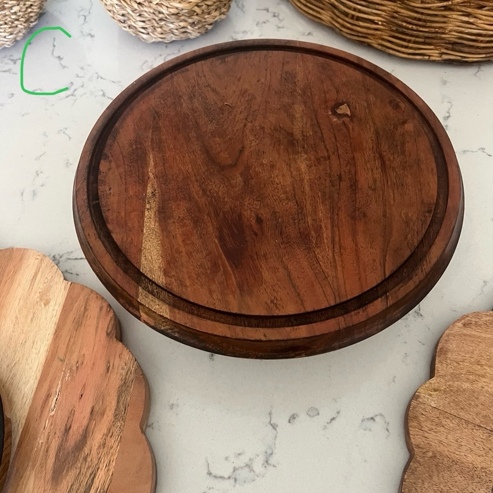 Cake stand wooden pedestal walnut mid tone with rim for cloche - Picture 3 of 4